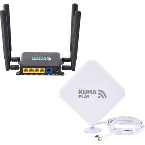Kuma Connect Pro 4G LTE WiFi Router Modem مع هوائي Puck 5G في الهواء الطلق - نقطة اتصال محمول محمولة 300 ميجا بت في الثانية مع SIM Slot - إشارة MIFI الخلوية لـ Home Travel Car RV - جهاز الإنترنت اللاسلكي in Kuwait