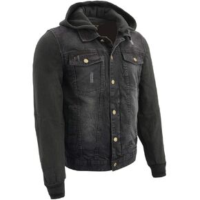 Milwaukee Leather MDM1000 Men's Black Denim Jacket with Removable Hoodie in Saudi Arabia