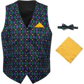 سترة ماردي غرا للرجال وربطة عنق للرجال، سترة بدلة كرنفال للرجال مع ربطة عنق ومجموعة مربعة للجيب، زي ماردي غرا in Kuwait