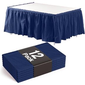 Exquisite Black Table Skirt 6 Pack 29" X 14' Disposable Plastic Table Skirts for Rectangle Tables 6ft + or Round Tables - Ruffle Table Skirt with Adhesive Strip - Gender Reveal Decor & Party in Kuwait