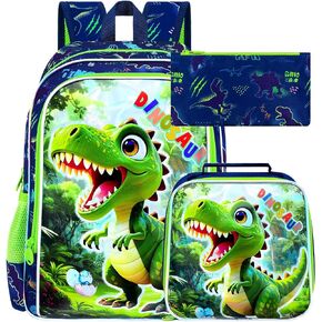 UFNDC 3PCS Boys Backpack,16"Kids Dinosaur Bookbag with Lunch Box, School Bag for Elementary Toddler in Kuwait