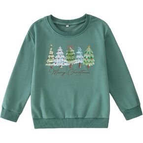 IZYJOY Kids Girl Merry Christmas Sweatshirts Cute Xmas Tree Graphic Long Sleeve Shirts Holiday Crewneck Pullover Top in Saudi Arabia