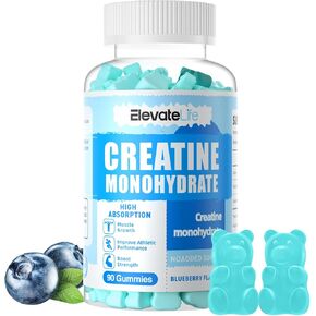 ElevateLife Creatine Monohydrate Gummies for Men & Women, Chewables Creatine Monohydrate for Muscle Strength, Muscle Builder, Energy Boost, Pre-Workout Supplement(90 Count)-Blueberry in Saudi Arabia
