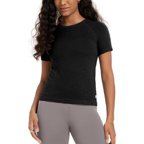 ODODOS Women's Seamless Performance Short Sleeve T-Shirt - Lightweight Breathable Slim Fit Running Workout Top -Waist Length in Saudi Arabia