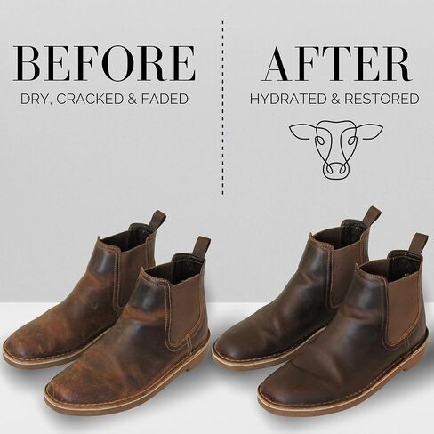 بلسم بلسم الجلد الطبيعي بالكامل - مصنوع من زيت المنك والشحم وشمع العسل، يحمي وينعم ويجدد ويقاوم الماء للأحذية الجلدية والأحذية الطويلة والحقائب والأثاث (4 أونصة) in Kuwait