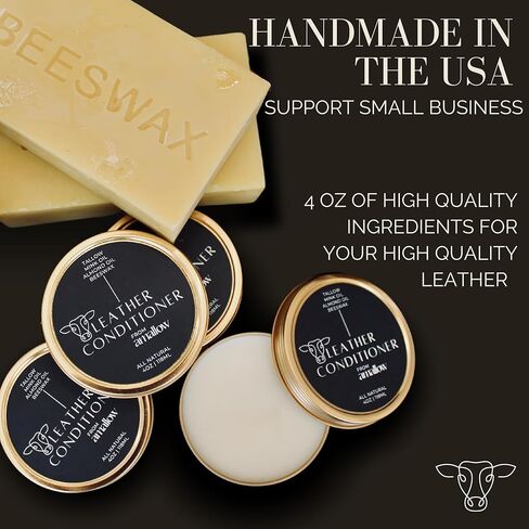 بلسم بلسم الجلد الطبيعي بالكامل - مصنوع من زيت المنك والشحم وشمع العسل، يحمي وينعم ويجدد ويقاوم الماء للأحذية الجلدية والأحذية الطويلة والحقائب والأثاث (4 أونصة) in Kuwait