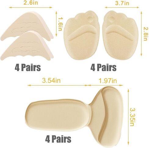 بطانات كعب لحشو الأحذية للأحذية النسائية - حشو أحذية للأحذية الكبيرة جدًا للنساء مع حشوات لأصابع القدم، وحشوات لأصابع القدم لملاءمة كبيرة جدًا (12 زوجًا) in Kuwait