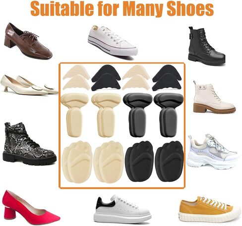 بطانات كعب لحشو الأحذية للأحذية النسائية - حشو أحذية للأحذية الكبيرة جدًا للنساء مع حشوات لأصابع القدم، وحشوات لأصابع القدم لملاءمة كبيرة جدًا (12 زوجًا) in Kuwait
