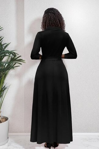 Runwind Women Church Maxi Dresses 3/4 Sleeve Button Down Print Casual Office Dress African in Saudi Arabia