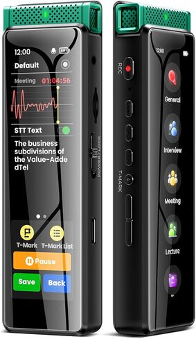 136GB Digital Voice Recorder with Playback, Innioasis R1 Full Touchscreen Voice Recorder with AI Intelligent Transcription and Bluetooth, Voice Activated Sound Audio Recorder Device with Mic (Silver) in Kuwait