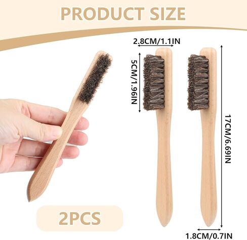 Horsehair Silver Cleaning Brush Set - 2PCS Detailing Brushes for Silverware & Jewelry - Gentle for Sterling, Cutlery, Metal & Antiques - Restores Deep Shine to Precious Items in Saudi Arabia