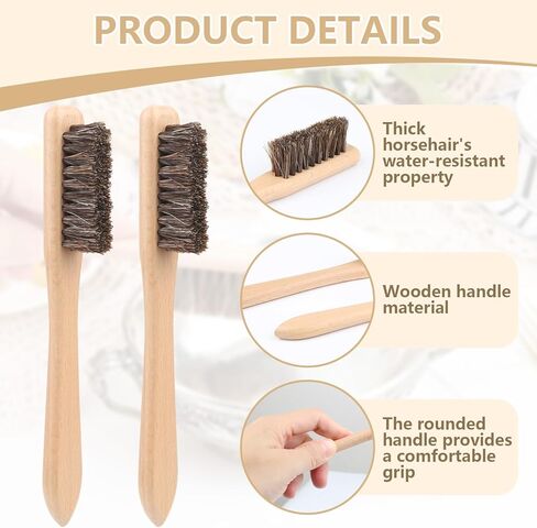 Horsehair Silver Cleaning Brush Set - 2PCS Detailing Brushes for Silverware & Jewelry - Gentle for Sterling, Cutlery, Metal & Antiques - Restores Deep Shine to Precious Items in Saudi Arabia