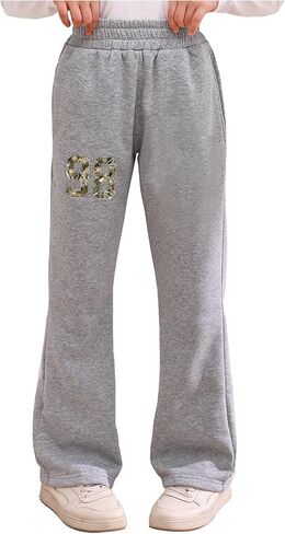 MakeMeChic Girl's Fall Camo Baggy Sweatpants Elastic Waist Wide Leg Jogger Pants in Saudi Arabia