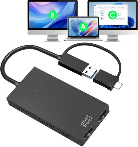 USB C to Dual HDMI Adapter, DisplayLink Certified 4K@60Hz Dual Monitor Splitter, USB 3.1 to Dual HDMI Extender for for Windows 10/11 & MacBook M1/M2/M3/M4, Support for Dell/HP/Lenovo/Surface Laptops in Kuwait