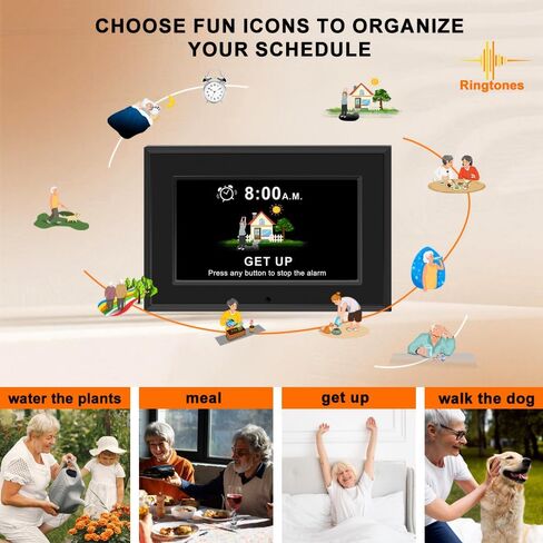 Digital Alarm Clock for Seniors - No-Abbreviation Date HD Display Auto Dimming Photo FrameWhite Noise DST Adjustment, Ideal Gift for Elders (7inch Black) in Saudi Arabia