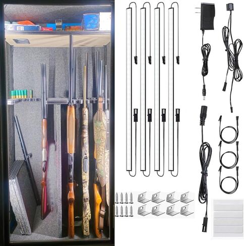 Door Activated Safe Light Kit, 6 Pack 12 Inch 5000K Black Led Safe Lighting Kit with Power Adapter, Self-Adhesive - Ideal for Safes, Closets, and Pantries in Saudi Arabia