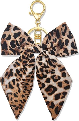 Leopard Print Bow Bag Charms Keychains, Cute Key Chain Accessories for Women Purse Handbags Backpacks in Saudi Arabia