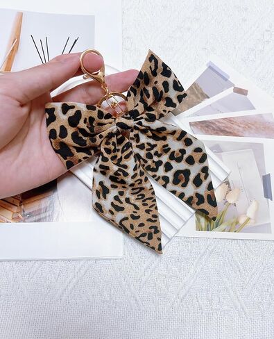 Leopard Print Bow Bag Charms Keychains, Cute Key Chain Accessories for Women Purse Handbags Backpacks in Saudi Arabia