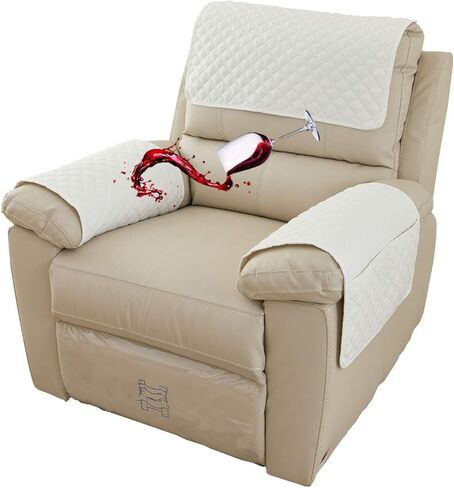 غطاء ذراع الكرسي المقاوم للماء 1 2 3 غطاء مسند رأس للكرسي كرسي مضاد للانزلاق غطاء منزلق للكرسي مع جيوب منظم للأريكة وواقي ذراع للكلب والقطط والحيوانات الأليفة (بيج، مقعد واحد 3 قطع) in Kuwait