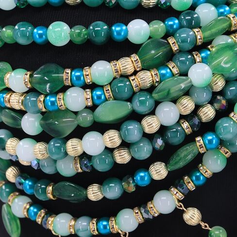 Luxury Beaded Body Chain, Blue and Green Crystal with Gold Accents,Mermaid Costume Bra Rave/Festival/Burlesque Bra Top in Saudi Arabia