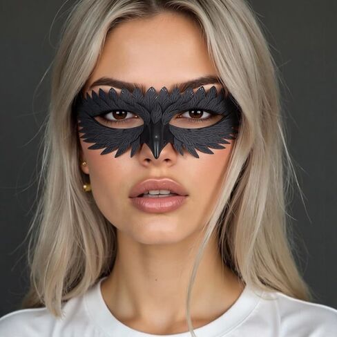 Masquerades Party Halloween Bird Beak Carnivals Owl Feathered Half Face for Woman in Saudi Arabia