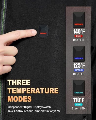 Heated Jacket for Men 12V Battery 5 Large Heat Zones Soft Shell Heating Coat Overheat Protection & Detachable Hood in Saudi Arabia