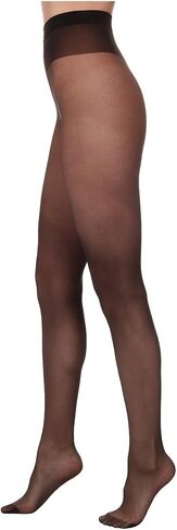 Wolford Individual 10 Tights For Women Sheer Shaping Pantyhose Reinforced Panty Shadow Toe Soft Waistband for All-Day Comfort Black Nearly Black X-Large in Saudi Arabia