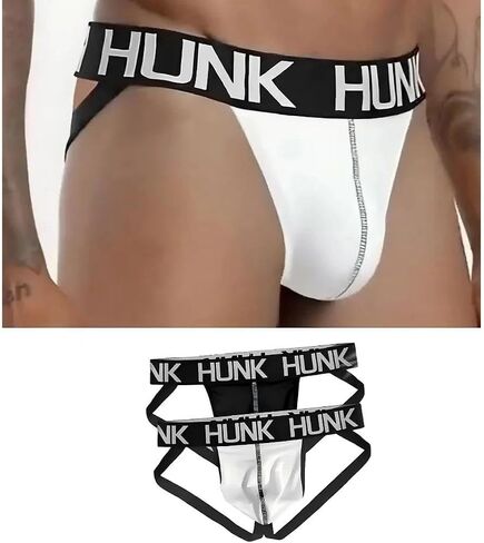 2 Pack Mens Jockstrap Underwear Wide Belt Athletic Supporter Thong Style Sport Jock Strap Brief Bikini Thongs Male Underwear in Saudi Arabia