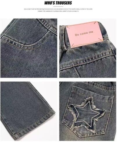 New Spring and Autumn Girls' Jeans, Children's Loose Casual Cowboy Wide Leg Pants Blue in Saudi Arabia