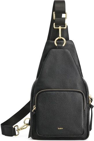 Kattee Small Sling Bag for Women, Leather Fanny Packs Crossbody Purse, Chest Bag for Travel with RFID Blocking, Black in Saudi Arabia