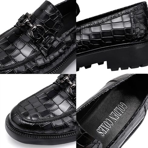 Premium Mens Leather Dress Shoes, Classic Casual Crocodile Printed Business Buckle Dress Slip on Penny Loafer Party Wedding Shoes for Mens in Kuwait