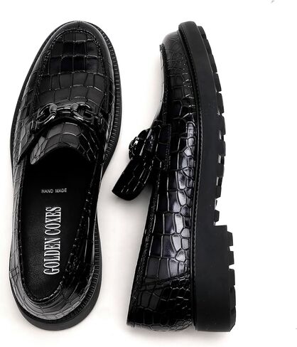 Premium Mens Leather Dress Shoes, Classic Casual Crocodile Printed Business Buckle Dress Slip on Penny Loafer Party Wedding Shoes for Mens in Kuwait