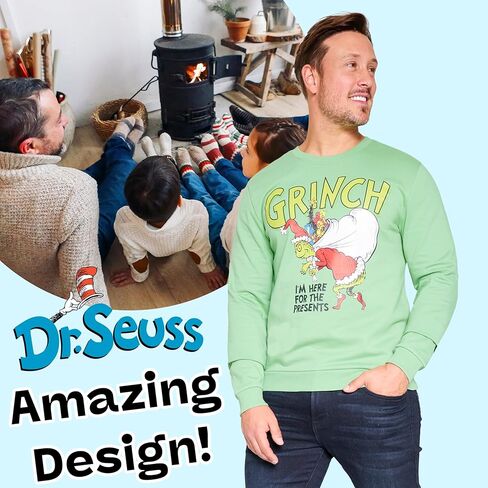The Grinch Ugly Christmas Sweater Men Teens, Dr Seuss Funny Christmas Sweatshirt, Crew Neck Pullover Top, Gifts for Men in Saudi Arabia