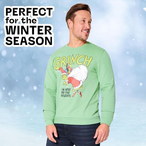 The Grinch Ugly Christmas Sweater Men Teens, Dr Seuss Funny Christmas Sweatshirt, Crew Neck Pullover Top, Gifts for Men in Saudi Arabia
