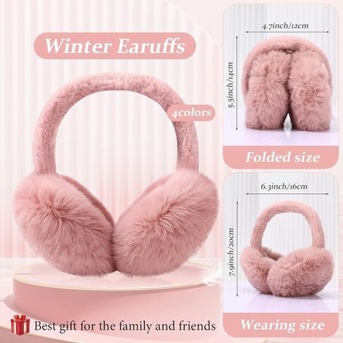 4 Pack Winter Earmuffs for Women Adjustable Faux Fur Warm Earmuffs Foldable Ear Warmers For Cold Weather Soft Fluffy Ear Covers For Women Outdoor in Saudi Arabia
