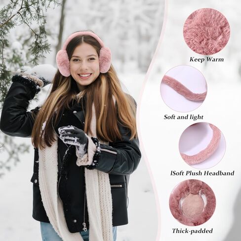 4 Pack Winter Earmuffs for Women Adjustable Faux Fur Warm Earmuffs Foldable Ear Warmers For Cold Weather Soft Fluffy Ear Covers For Women Outdoor in Saudi Arabia