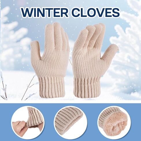 Yolyoo Foldable Earmuffs Faux Furry Soft Ear Warmer and Gloves Set Christmas and New Year gifts for Women Men Cold Weather in Saudi Arabia