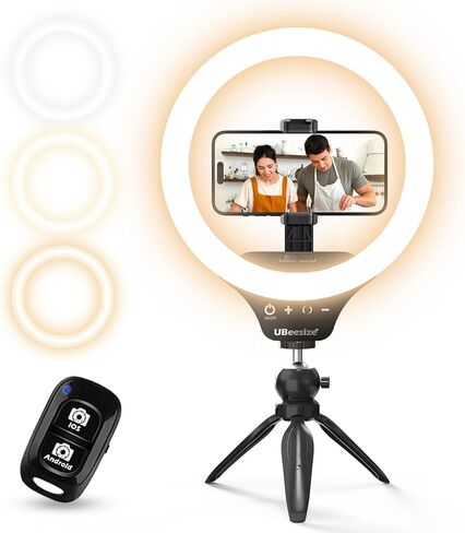 UBeesize 12" Desk Ring Light with Stand & Phone Holder - Adjustable Studio Light for Photography，Zoom Meetings, YouTube, TikTok, Live Streaming in Kuwait