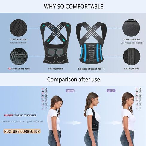 Instant Posture Corrector for Women & Men, Back Brace for Neck Shoulder Upper Back Pain Relief, Adjustable Posture Correcter for Hunchback Slouching, Invisible Under Clothes, Lightweight Comfort (X-Large) in Saudi Arabia