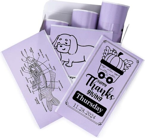 Memoking T02 / M02X / M02L Sticker Paper - Purple/Rose Red/Orange Sticky T02 Mini Printer Sticker Paper Refill, 50 mm x 3.5 m, Keep for 20 yrs, for Journal Photo Study Notes, 3 Rolls in Kuwait