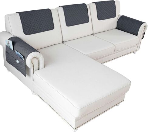 غطاء مسند ذراع للأريكة مقاوم للماء مع جيب جانبي وواقي للأريكة غير قابل للانزلاق للكراسي والكراسي والأرائك (أزرق داكن، مقعد واحد 3 قطع) in Kuwait