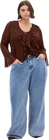City Chic Women's Plus Size Top - Luscious Sheer Ruffles in Saudi Arabia