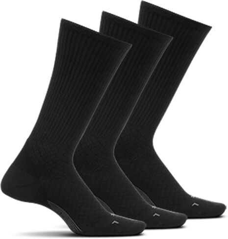 Feetures Plantar Fasciitis Cushion Crew Sock Black in Kuwait