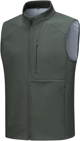 Mens Sleeveless Softshell Vest Waterproof Windproof Jacket Full Zip Outerwear Composite Fleece Fabric Golf Vest in Saudi Arabia