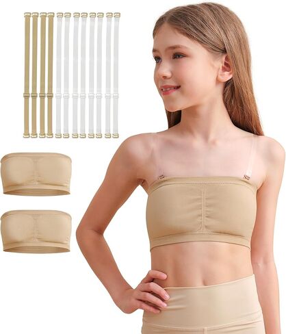 حمالة صدر Bandeau للفتيات المراهقات، حمالة صدر للرقص عارية مع أشرطة قابلة للتعديل، حمالة صدر رياضية بدون خياطة in Kuwait
