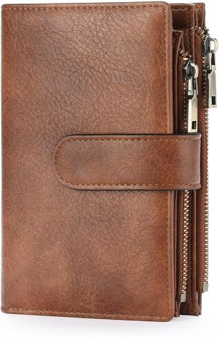 GOIACII Womens Wallets Rfid Credit Card Holder with 2 Zipper Pockets, 3 ID Windows Ladies Purse Leather in Saudi Arabia