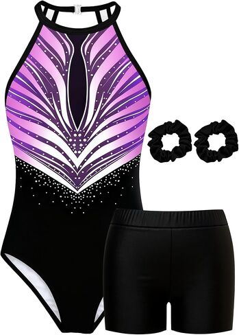 MOLLDAN Gymnastics Leotard for Girls Halter Neck Biketard Unitard Tumbling Activewear for Kids,No Diamond in Saudi Arabia