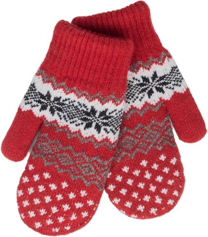 Women Warm Winter Wool Mittens - Snowflake Knit Fleece Gloves Double Layler Cute Mitts for Cold Weather in Saudi Arabia
