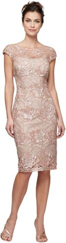 Alex Evenings Womens Short Knee Length Floral Embroidered Cocktail Sheath, Wedding Guest Dress, (Petite and Regular Sizes) in Saudi Arabia