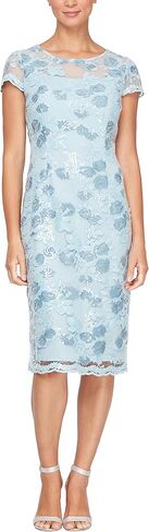 Alex Evenings Womens Short Knee Length Floral Embroidered Cocktail Sheath, Wedding Guest Dress, (Petite and Regular Sizes) in Saudi Arabia